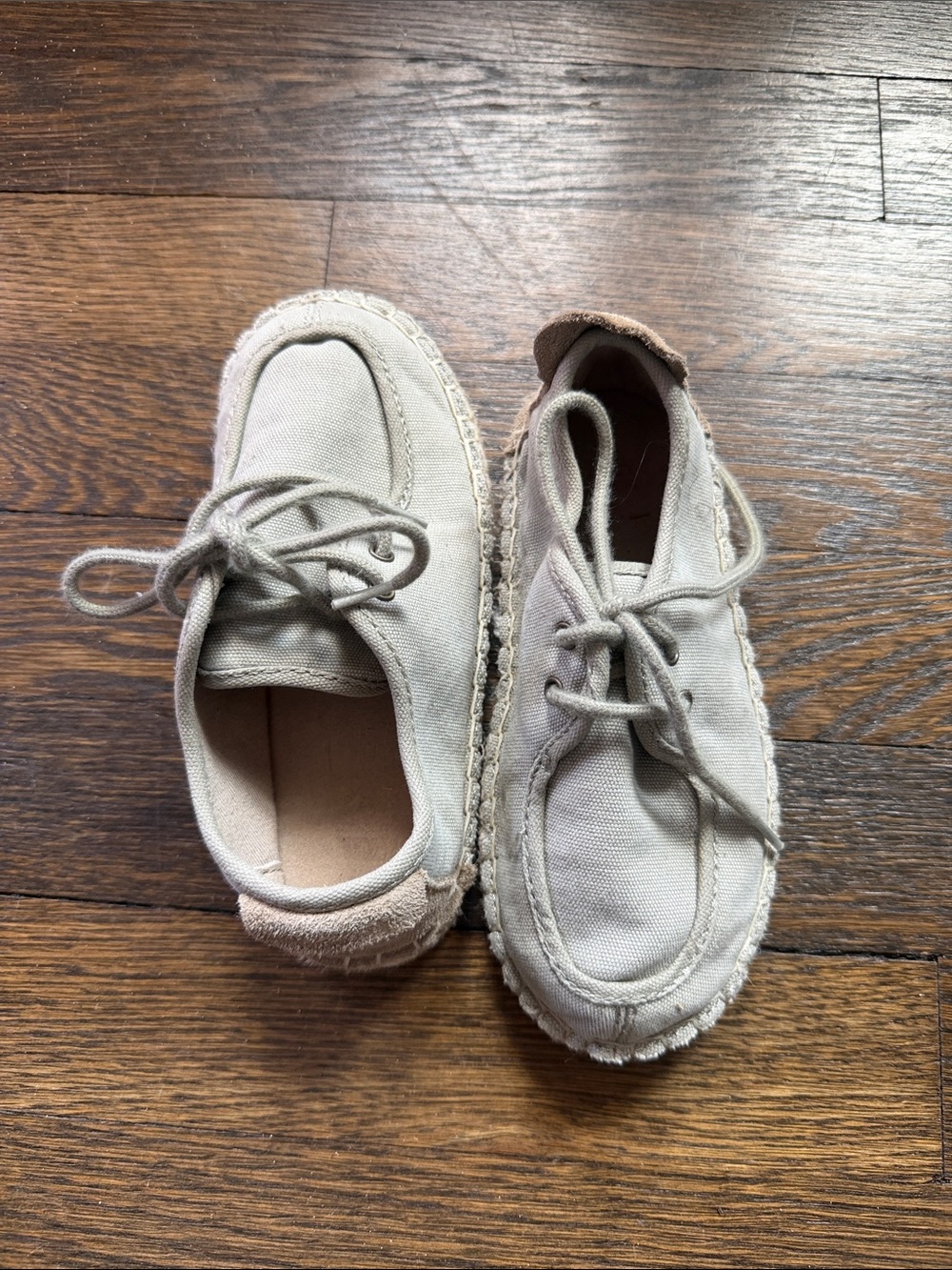 Zara Kids Light Beige Canvas Moccasin Shoes